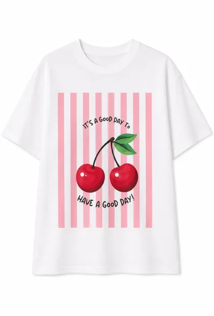 Футболка "Cherry Mood" з принтом вишень