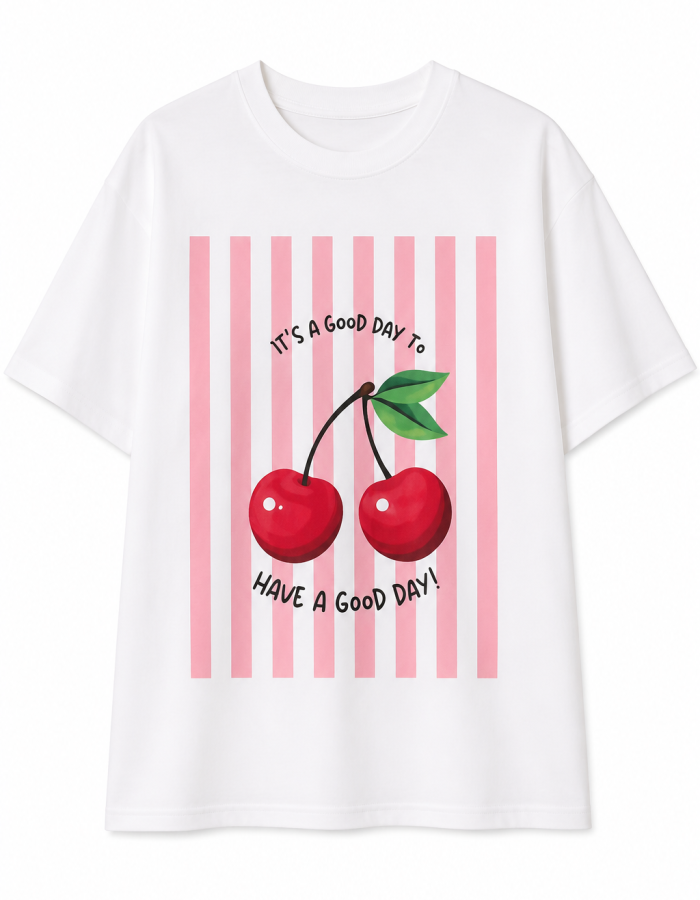 Футболка "Cherry Mood" з принтом вишень