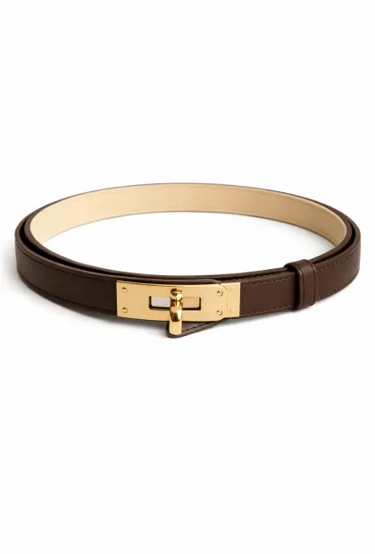 Шкіряний ремінь у шоколадному відтінку