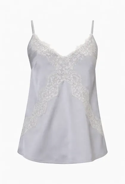 Майка з мереживом у світло-сірому кольорі