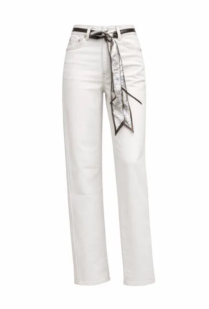 Джинси прямого крою з поясом-шарфом