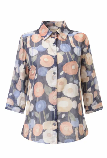 Блуза з тенселу з квітковим принтом