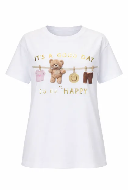 Біла футболка з принтом Teddy