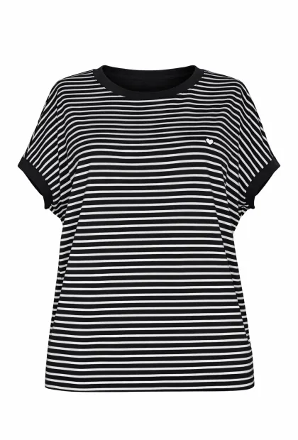 Футболка в смужку чорна з коротким рукавом