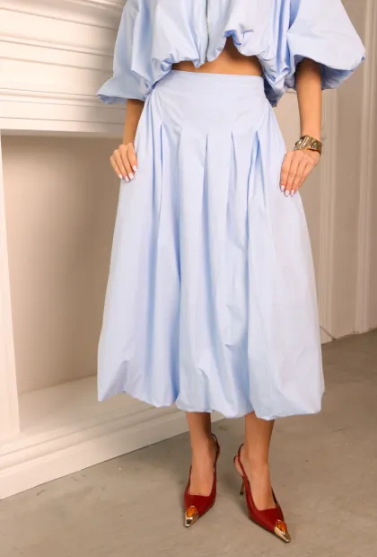 Котоновий костюм з укороченим бомбером та спідницею