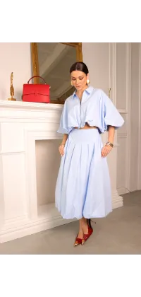 Котоновий костюм з укороченим бомбером та спідницею, одяг від Jador