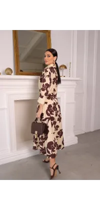 Сукня-сорочка міді з квітковим принтом. Доступні розміри: S, M, L