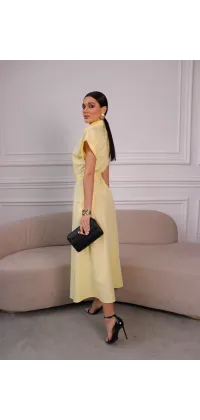 Сукня-сорочка міді з поясом у лимонному відтінку, одяг від Jador