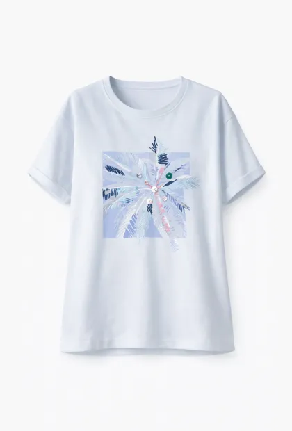 Футболка блакитна з принтом