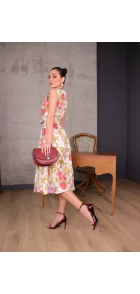 Котонова сукня міді з квітковим принтом. Доступні розміри: S, M, L, XL