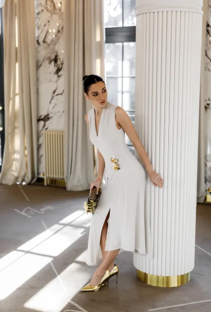 Сукня міді молочна IMPERIAL