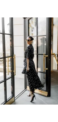 Сукня чорна в горох IMPERIAL. Доступні розміри: XS, M, L, XL