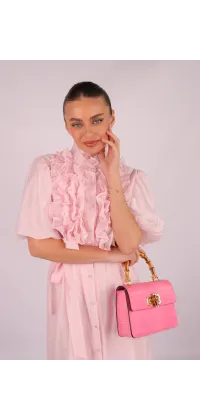 Сукня міді з рюшами рожева. Доступні розміри: S/M