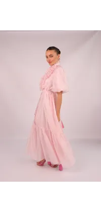 Сукня міді з рюшами рожева, від Jador