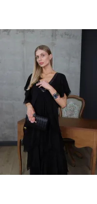 Шовкова сукня чорна. Колір: Чорний