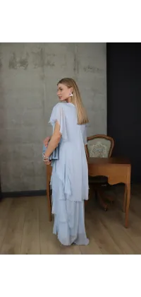 Ніжна шовкова сукня у блакитному відтінку, одяг від Jador