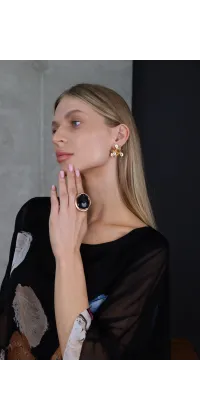 Жіночий шовковий костюм у чорному кольорі. Доступні розміри: Tu