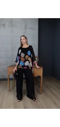 Жіночий шовковий костюм у чорному кольорі, від Jador