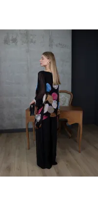 Жіночий шовковий костюм у чорному кольорі, одяг від Jador