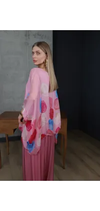 Жіночий  шовковий костюм у рожевому кольорі. Колір: Рожевий