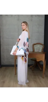 Жіночий шовковий костюм з принтом. Доступні розміри: Tu