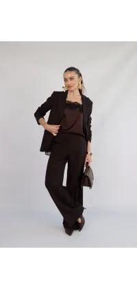 Класичні штани у шоколадному відтінку, одяг від Jador