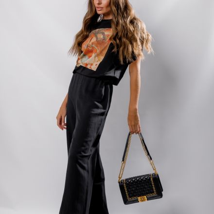 Льняні чорні штани. Колір: Чорний