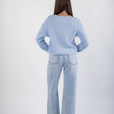 Французькі джинси в ніжному блакитному відтінку з кристалами Swarovski