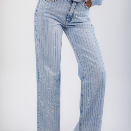 Джинси з кристалами Swarovski. Колір: Блакитний