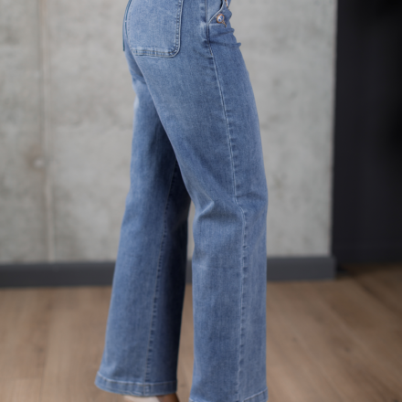 Французбкі прямі джинси. Колір: Синій