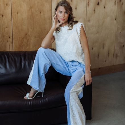 Джинси з мереживом. Доступні розміри: m