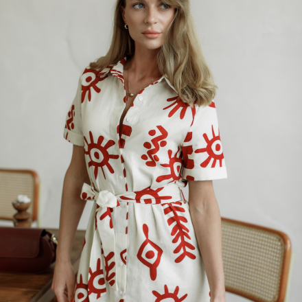 Сукня UNIKA Paris з червоним орнаментом. Колір: Білий