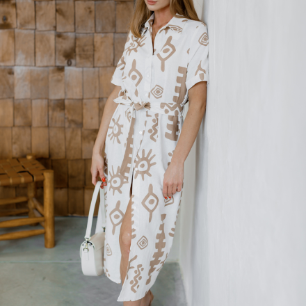 Сукня UNIKA Paris з бежевим орнаментом. Доступні розміри: s