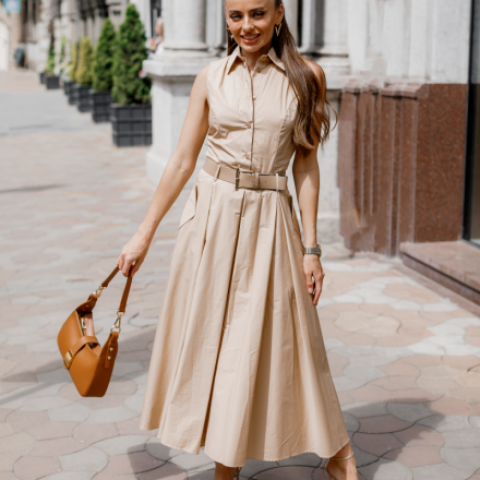 Бавовняна бежева сукня IMPERIAL. Колір: Бежевий