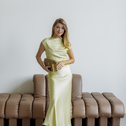 Італійська сукня IMPERIAL в довжині міді  лимонного кольору