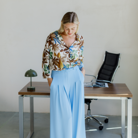 Блакитні штани палаццо. Доступні розміри: xxs