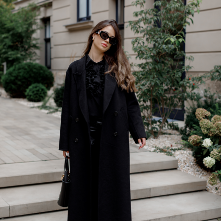 Двобортне максі пальто. Колір: Чорний