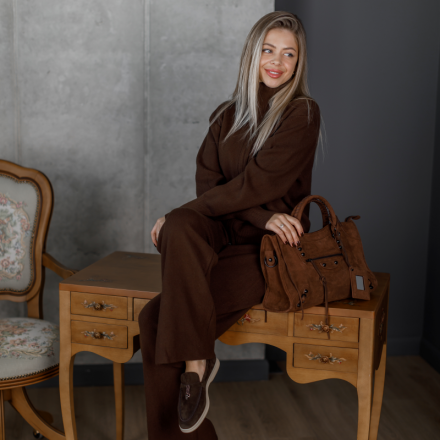 Шоколадний трикотажний костюм. Колір: Коричневий