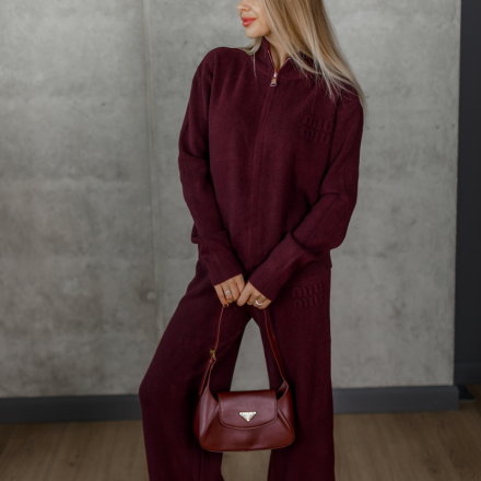 Трикотажний костюм бордо. Доступні розміри: tu