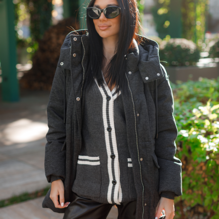 Зимова куртка з вовни. Колір: Сірий