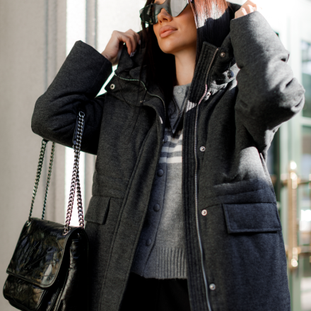 Укорочений зимовий пуховик. Колір: Чорний