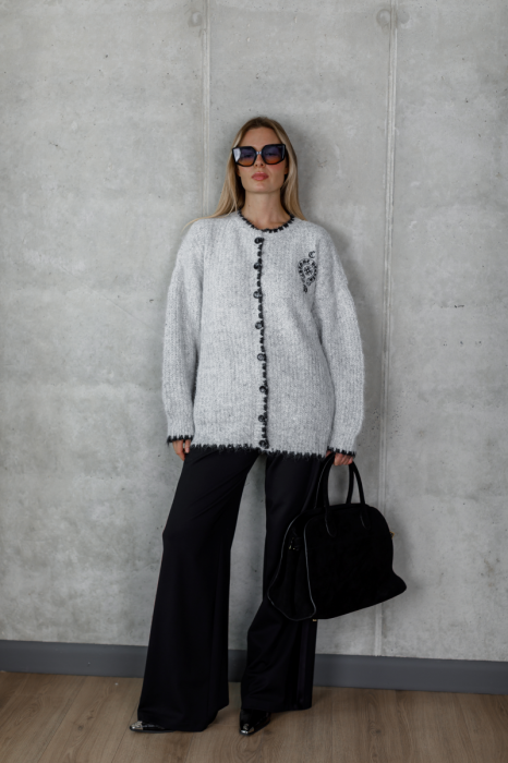 Білий в’язаний светр у стилі Chrome Hearts фото