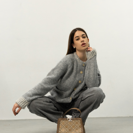 Кардиган з фактурної пряжі. Колір: Сірий