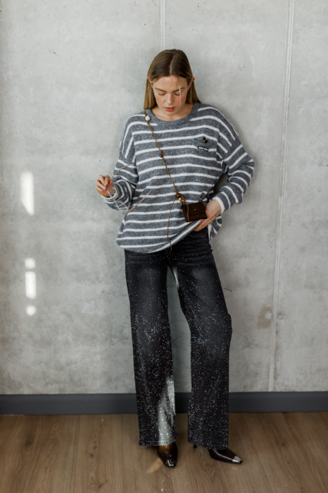 Светр в смужку oversize фото