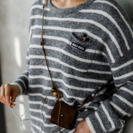 Светр в смужку oversize. Колір: Сірий