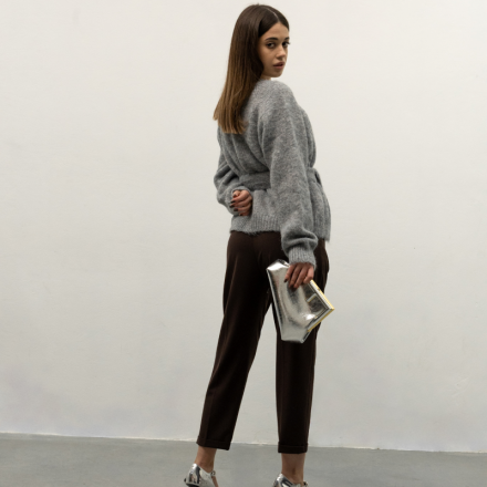 Жіночий кардиган у стилі Thom Browne (колір: сірий)