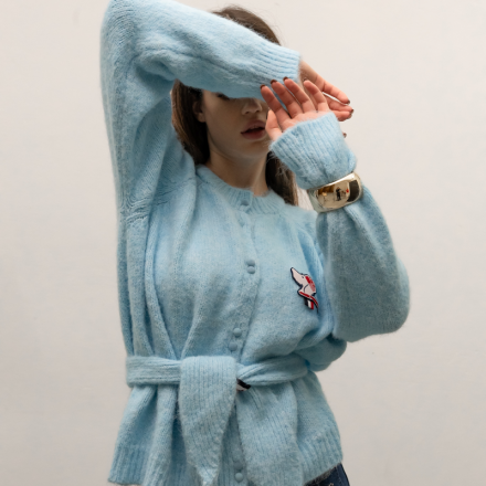 Блакитний мохеровий кардиган. Колір: Блакитний