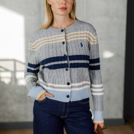 Жіночий кардиган у стилі Polo Ralph Lauren, сірий