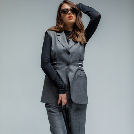 Водолазка з довгими рукавами, однотонна чорна з натуральної вовни