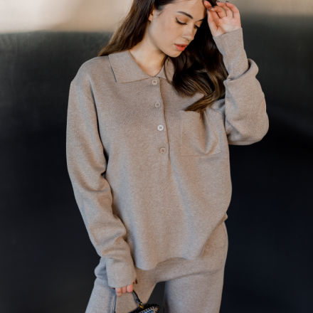 Трикотажний костюм преміум-класу. Колір: Бежевий